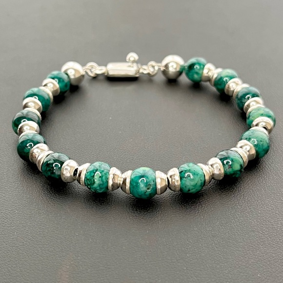 Taxco Jewelry - Taxco sterling silver green stone bracelet